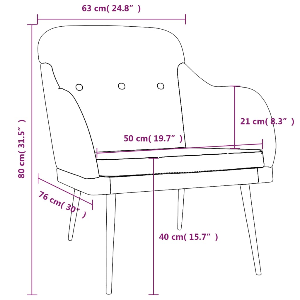Armchair Cream 63x76x80 cm Fabric