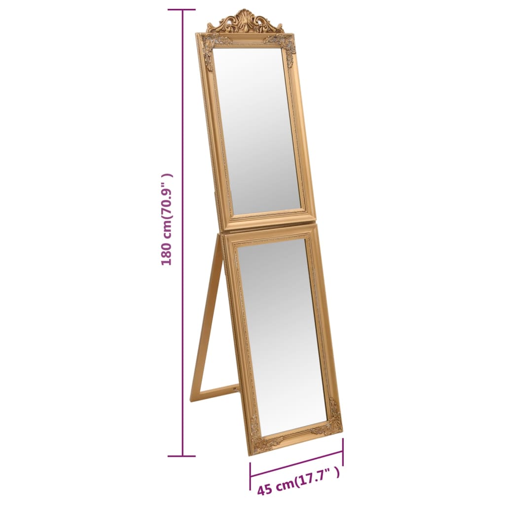 Free-Standing Mirror Gold 45x180 cm