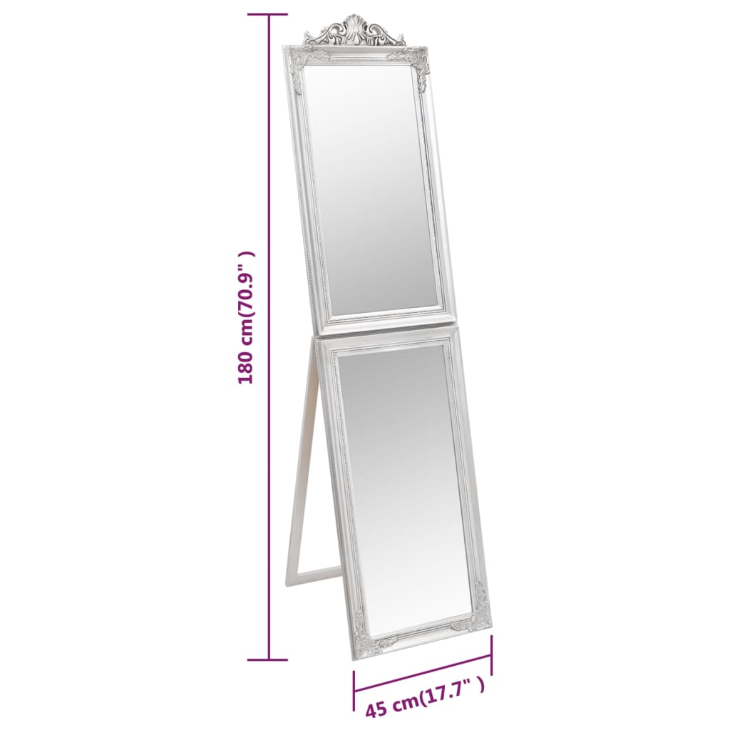 Free-Standing Mirror Silver 45x180 cm