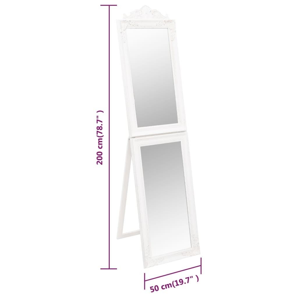 Free-Standing Mirror White 50x200 cm