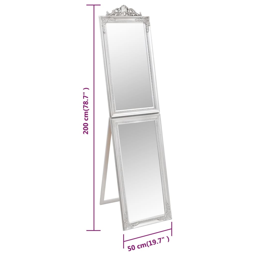 Free-Standing Mirror Silver 50x200 cm