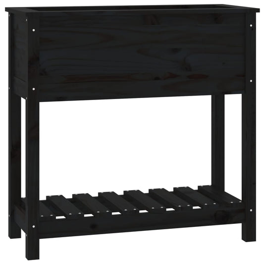 Planter with Shelf Black 82.5x34.5x81 cm Solid Wood Pine Planter with Shelf Black 82.5x34.5x81 cm Solid Wood Pine