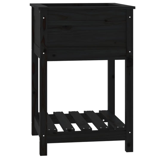 Planter with Shelf Black 54x54x81 cm Solid Wood Pine Planter with Shelf Black 54x54x81 cm Solid Wood Pine