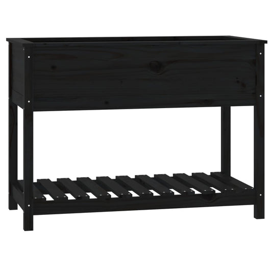 Planter with Shelf Black 111.5x54x81 cm Solid Wood Pine Planter with Shelf Black 111.5x54x81 cm Solid Wood Pine