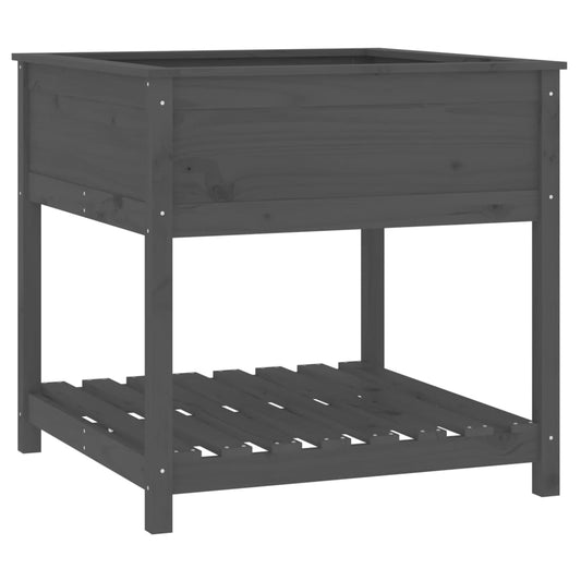 Planter with Shelf Grey 82.5x82.5x81 cm Solid Wood Pine Planter with Shelf Grey 82.5x82.5x81 cm Solid Wood Pine