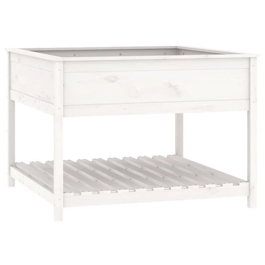 Planter with Shelf White 111.5x111.5x81 cm Solid Wood Pine Planter with Shelf White 111.5x111.5x81 cm Solid Wood Pine