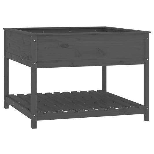 Planter with Shelf Grey 111.5x111.5x81 cm Solid Wood Pine Planter with Shelf Grey 111.5x111.5x81 cm Solid Wood Pine