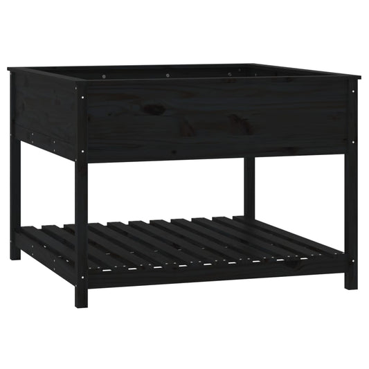 Planter with Shelf Black 111.5x111.5x81 cm Solid Wood Pine Planter with Shelf Black 111.5x111.5x81 cm Solid Wood Pine