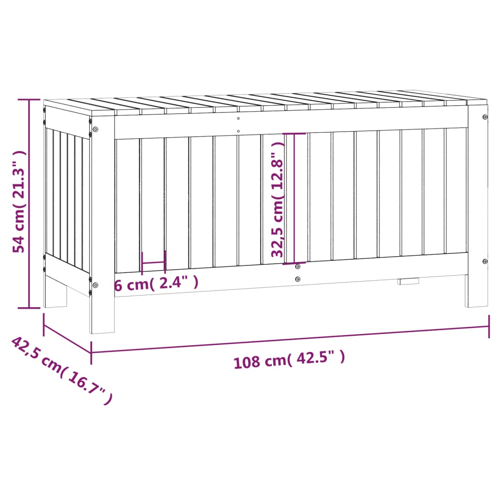 Garden Storage Box 108x42,5x54 cm Solid Wood Pine