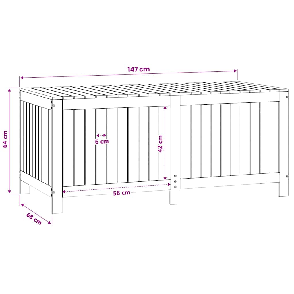 Garden Storage Box Grey 147x68x64 cm Solid Wood Pine