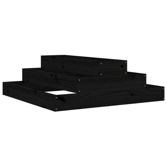 Planter Black 80x80x27 cm Solid Wood Pine Planter Black 80x80x27 cm Solid Wood Pine