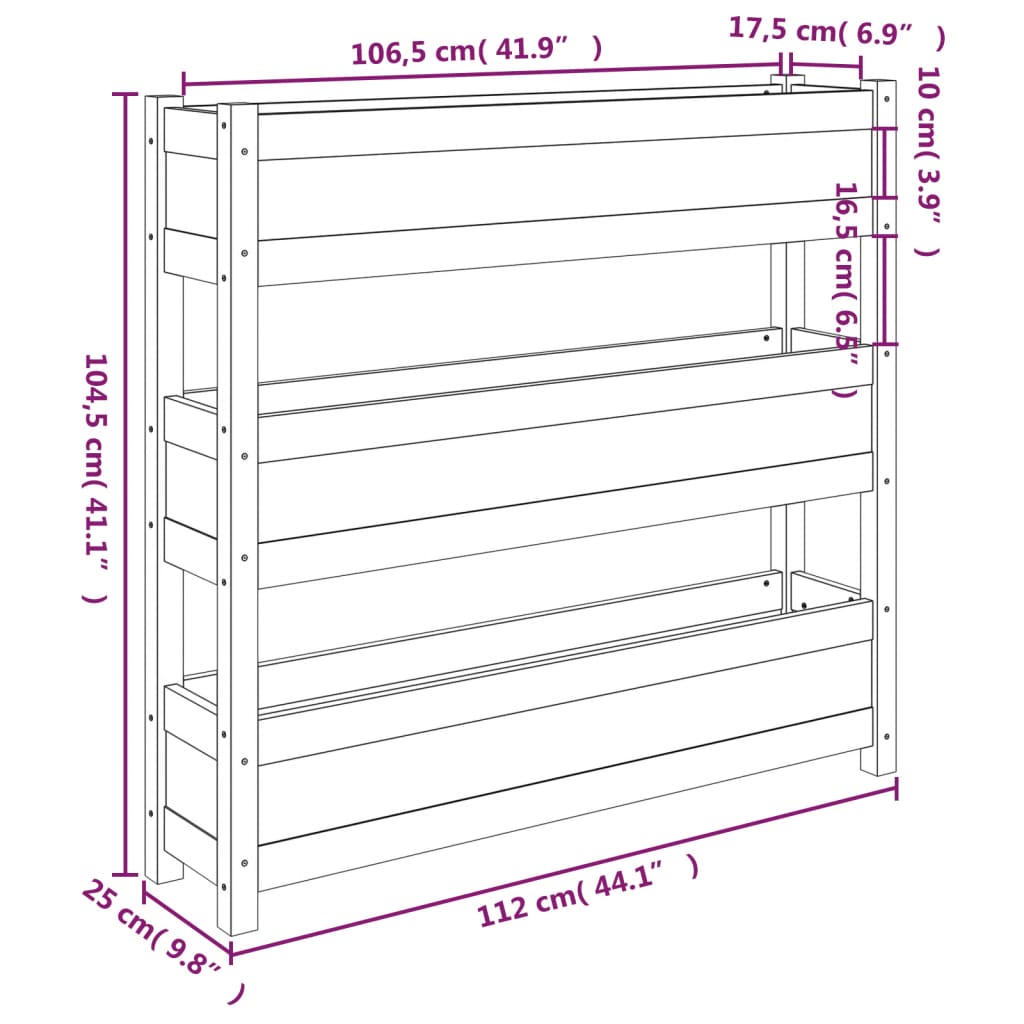 Planter Grey 112x25x104,5 cm Solid Wood Pine