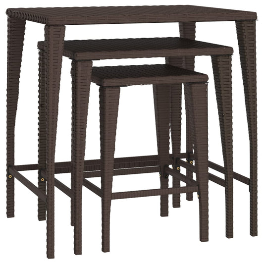 Nesting Tables 3 pcs Brown Poly Rattan Nesting Tables 3 pcs Brown Poly Rattan