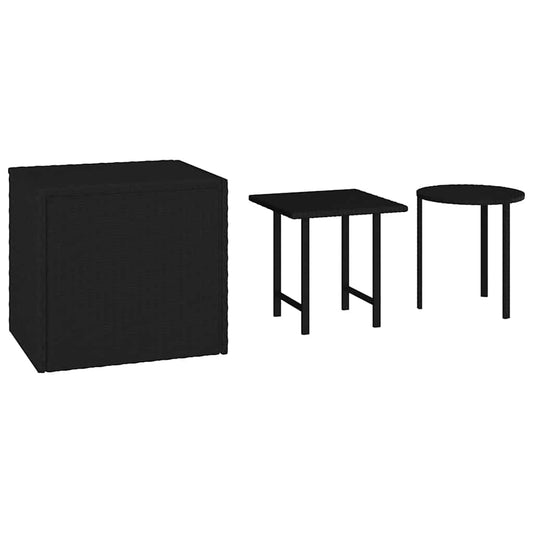 Side Tables 3 pcs Black Poly Rattan Side Tables 3 pcs Black Poly Rattan