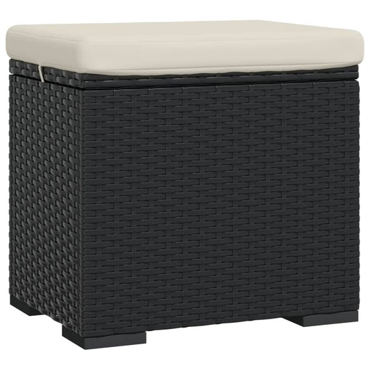 Ottoman with Cushion Black 40x30x40 cm Poly Rattan Ottoman with Cushion Black 40x30x40 cm Poly Rattan