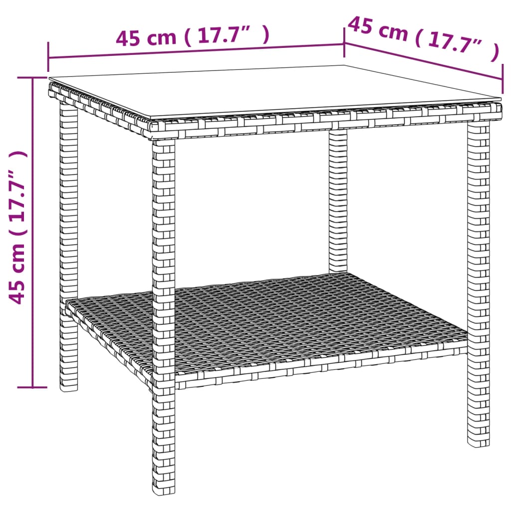 Side Table | Black | PE rattan, tempered glass, powder-coated steel