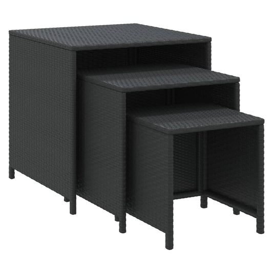 Nesting Tables 3 pcs Black Poly Rattan Nesting Tables 3 pcs Black Poly Rattan