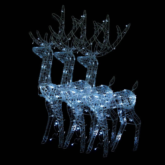 Acrylic Reindeer Christmas Decorations 3 pcs 120 cm Cold White Acrylic Reindeer Christmas Decorations 3 pcs 120 cm Cold White
