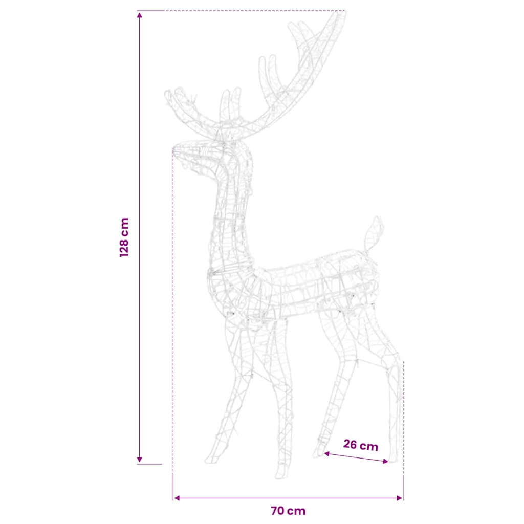 Acrylic Reindeer Christmas Decorations 3 pcs 120 cm Cold White