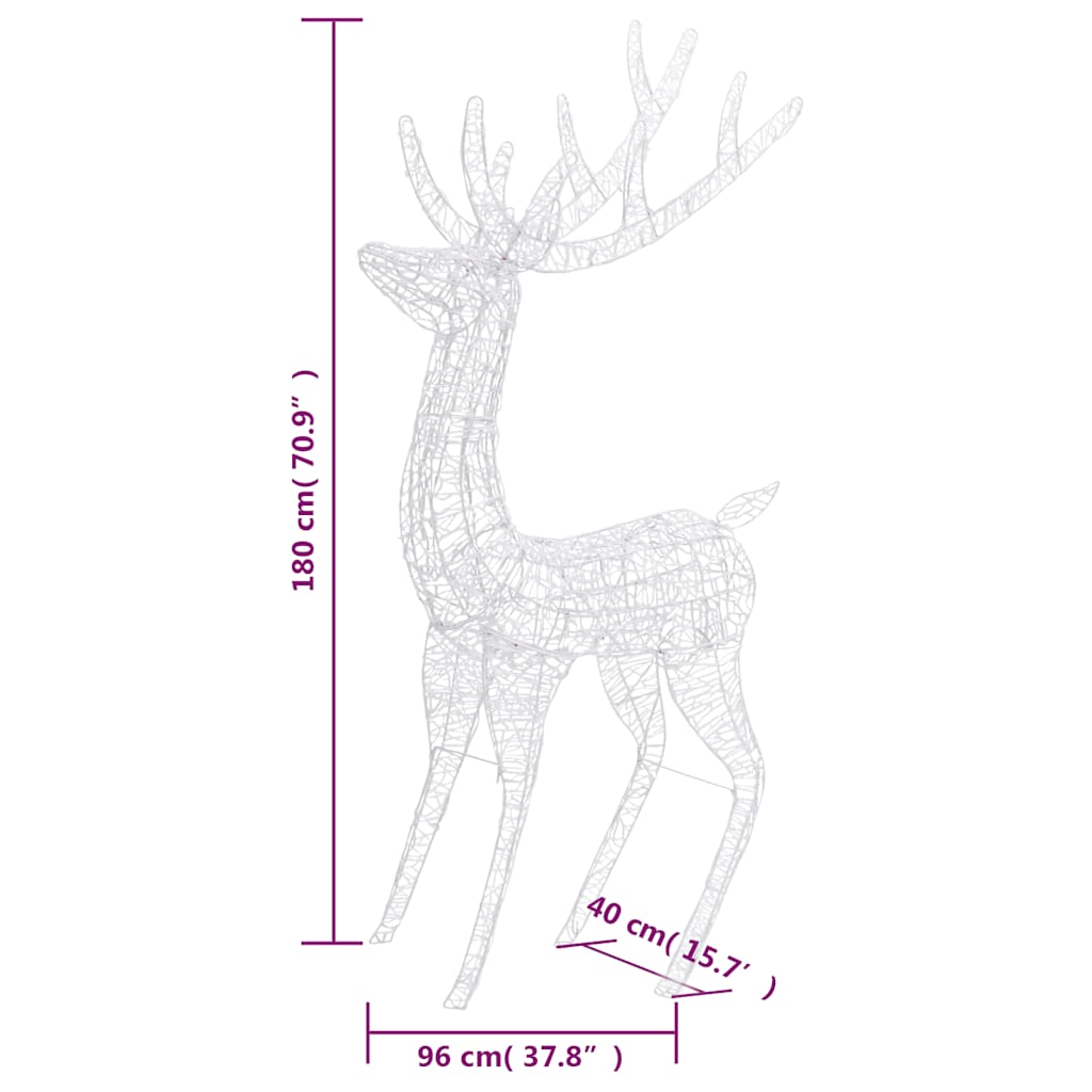 XXL Acrylic Christmas Reindeers 250 LED 2 pcs 180cm Multicolour