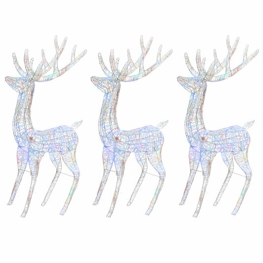 XXL Acrylic Christmas Reindeers 250 LED 3 pcs 180 cm Multicolour XXL Acrylic Christmas Reindeers 250 LED 3 pcs 180 cm Multicolour
