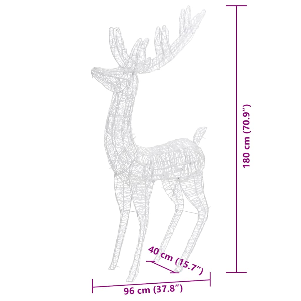 XXL Acrylic Christmas Reindeers 250 LED 3 pcs 180cm Multicolour