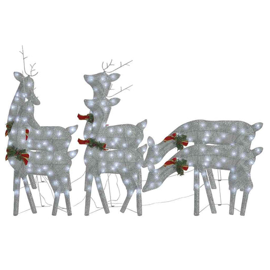 Christmas Reindeers 6 pcs Silver Cold White Mesh Christmas Reindeers 6 pcs Silver Cold White Mesh