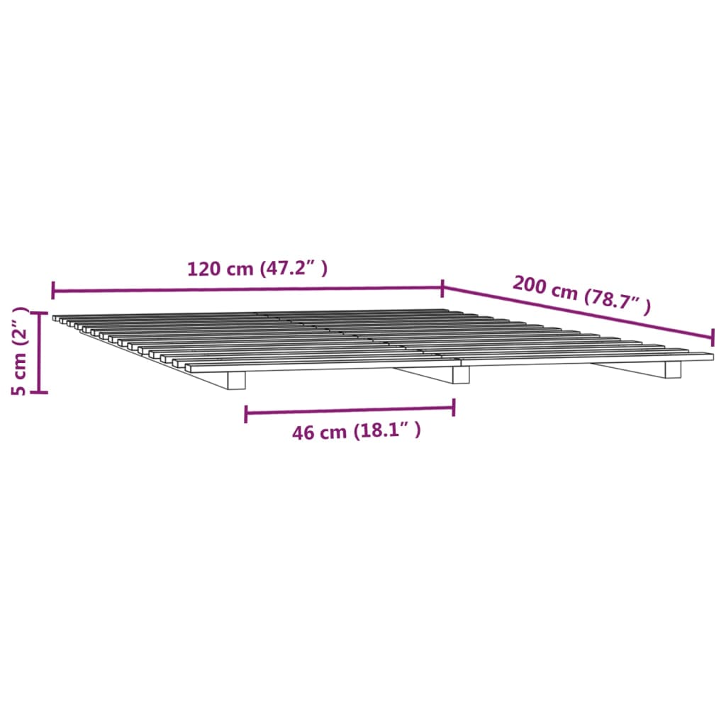 Bed Frame without Mattress 120x200 cm Solid Wood Pine