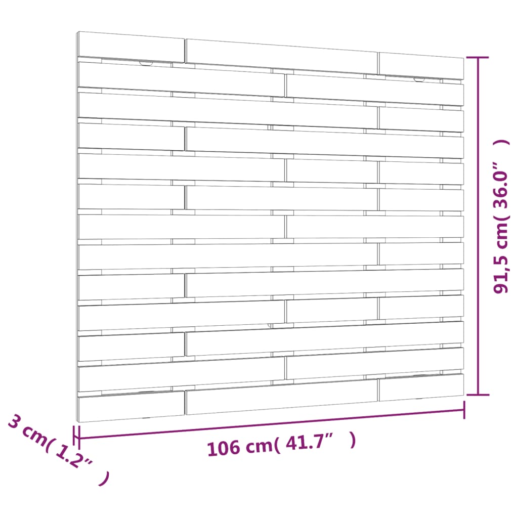 Wall Headboard 106x3x91,5 cm Solid Wood Pine