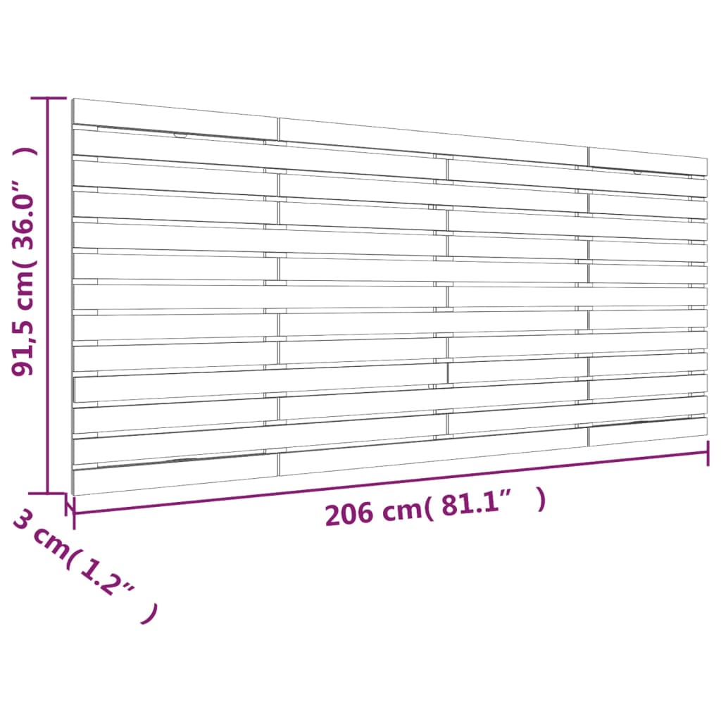 Wall Headboard 206x3x91,5 cm Solid Wood Pine