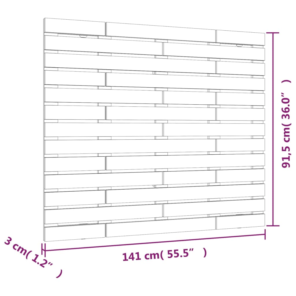 Wall Headboard Black 141x3x91,5 cm Solid Wood Pine