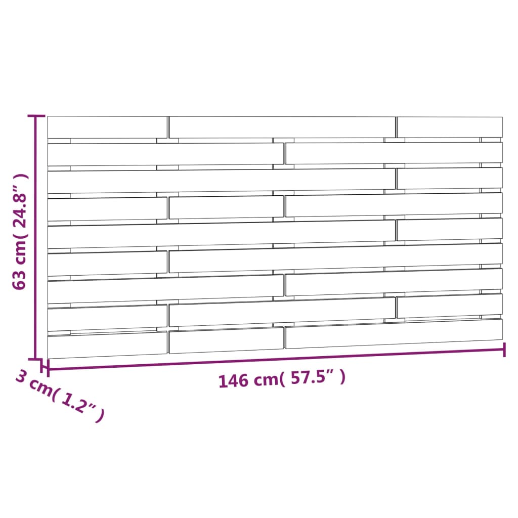 Wall Headboard Black 146x3x63 cm Solid Wood Pine