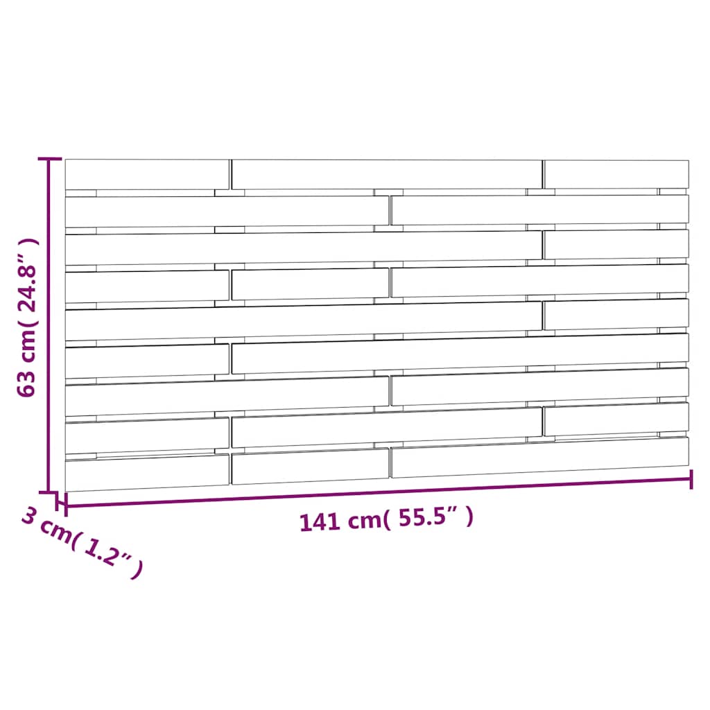 Wall Headboard Grey 141x3x63 cm Solid Wood Pine