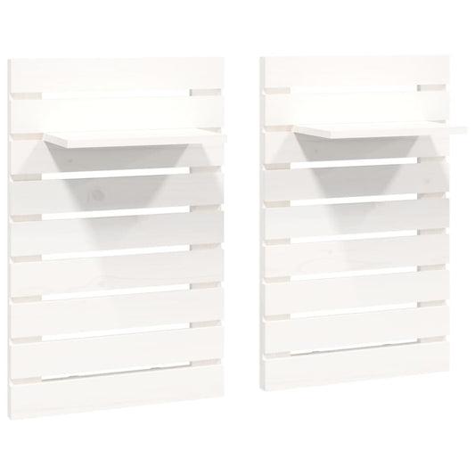 Wall-mounted Bedside Shelves 2 pcs White Solid Wood Pine Wall-mounted Bedside Shelves 2 pcs White Solid Wood Pine