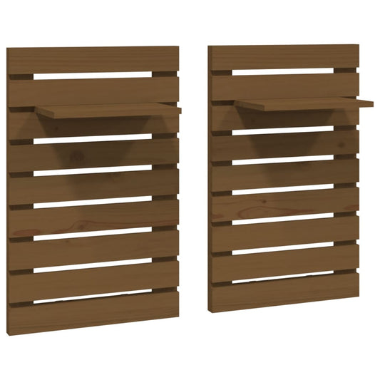 Wall-mounted Bedside Shelves 2 pcs Honey Brown Solid Wood Pine Wall-mounted Bedside Shelves 2 pcs Honey Brown Solid Wood Pine