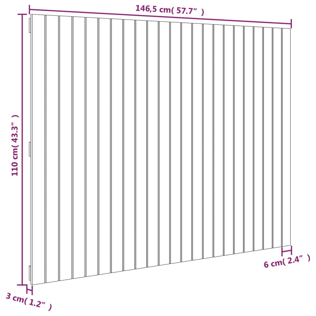 Wall Headboard 146,5x3x110 cm Solid Wood Pine
