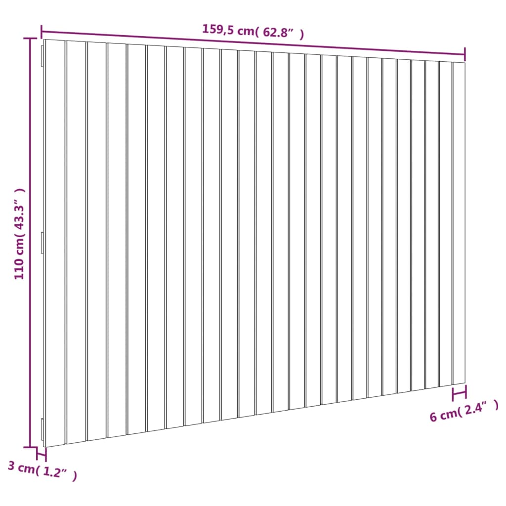 Wall Headboard 159,5x3x110 cm Solid Wood Pine