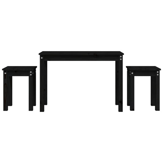 Nesting Tables 3 pcs Black Solid Wood Pine Nesting Tables 3 pcs Black Solid Wood Pine