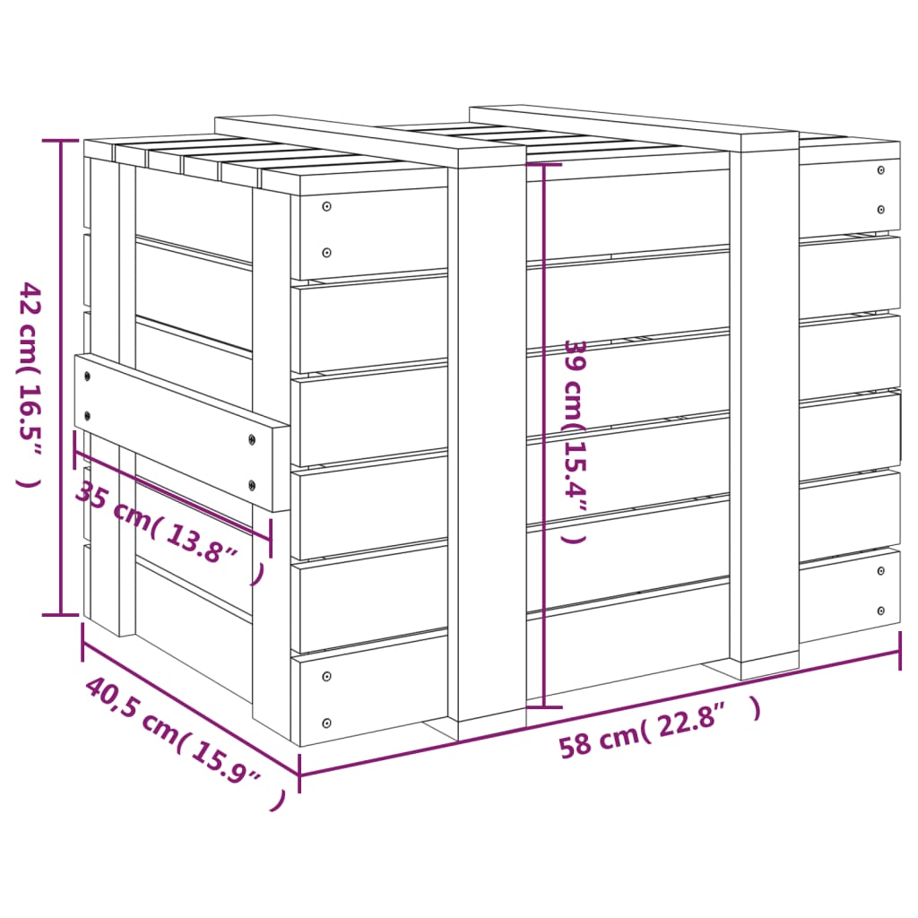 Storage Box Honey Brown 58x40,5x42 cm Solid Wood Pine