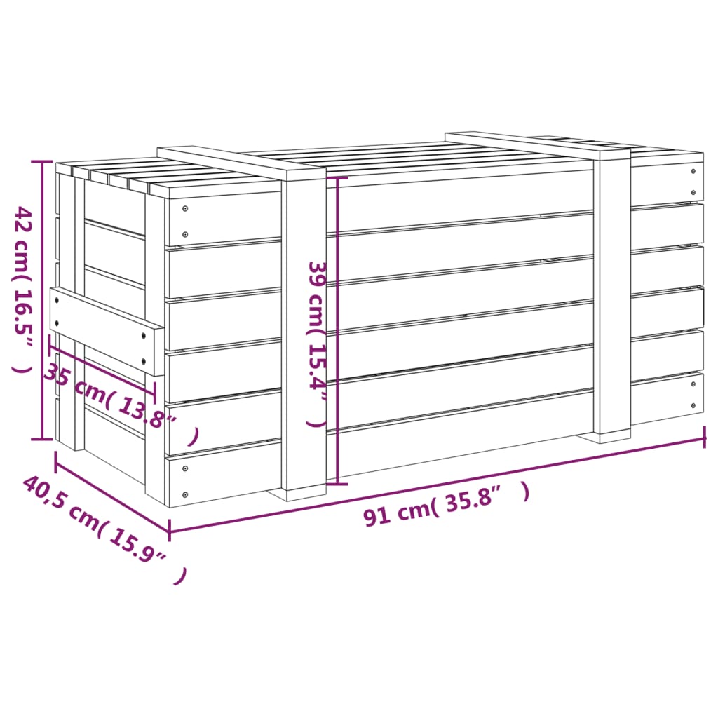 Storage Box Honey Brown 91x40,5x42 cm Solid Wood Pine