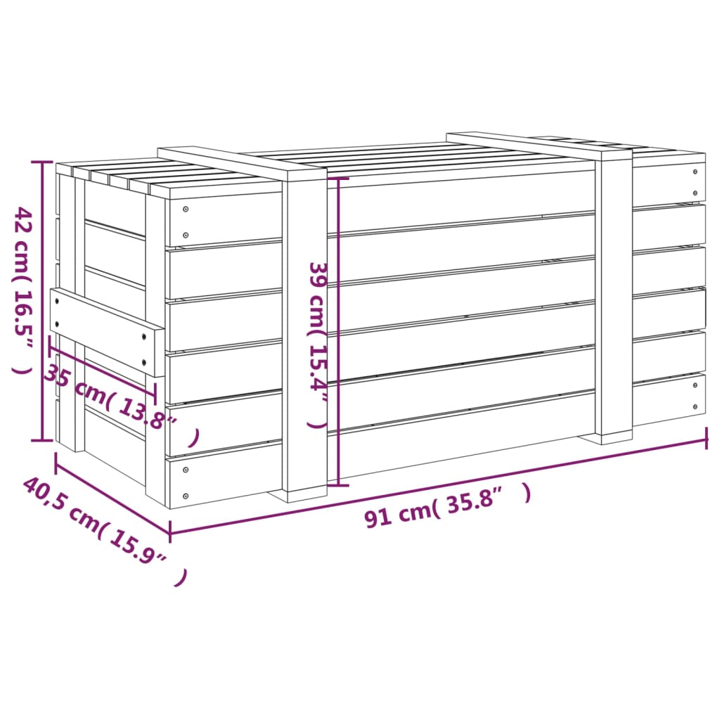 Storage Box Black 91x40,5x42 cm Solid Wood Pine