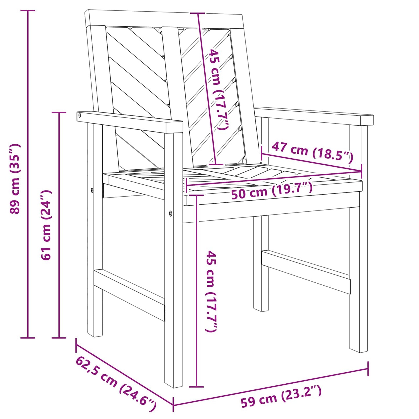 Dining Chair 8 pcs Natural 62.5 x 59 x 89 cm Solid Acacia Wood