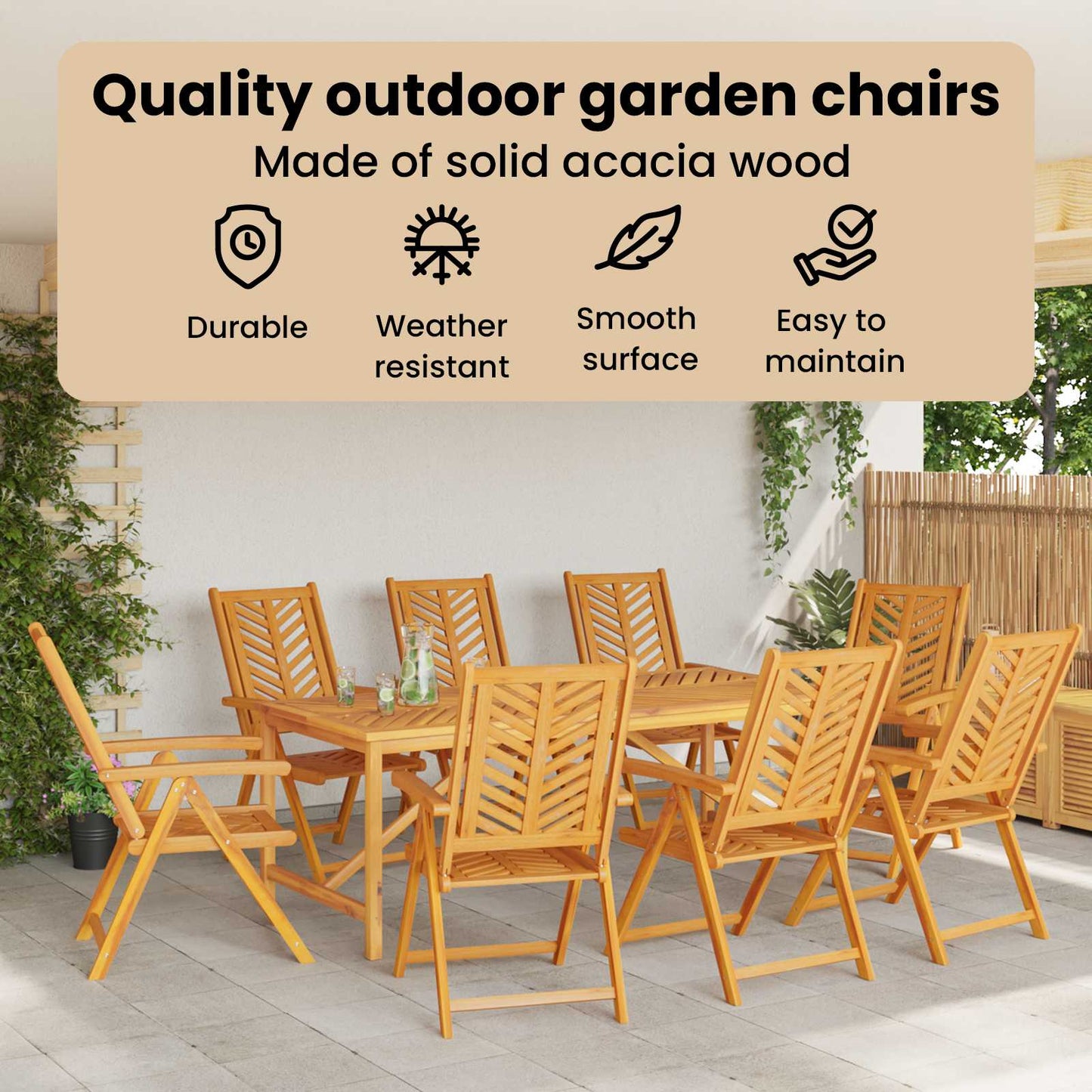 Garden Chair 8 pcs Brown Solid Acacia Wood