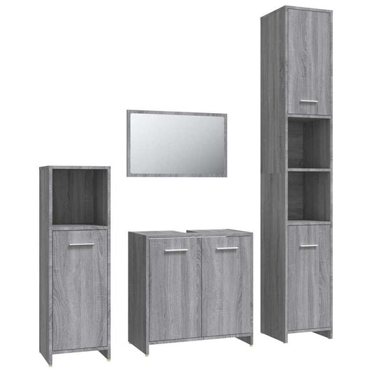 4 Piece Bathroom Furniture Set Grey Sonoma Engineered Wood 4 Piece Bathroom Furniture Set Grey Sonoma Engineered Wood