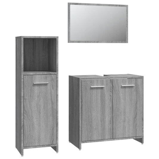 3 Piece Bathroom Furniture Set Grey Sonoma Engineered Wood 3 Piece Bathroom Furniture Set Grey Sonoma Engineered Wood