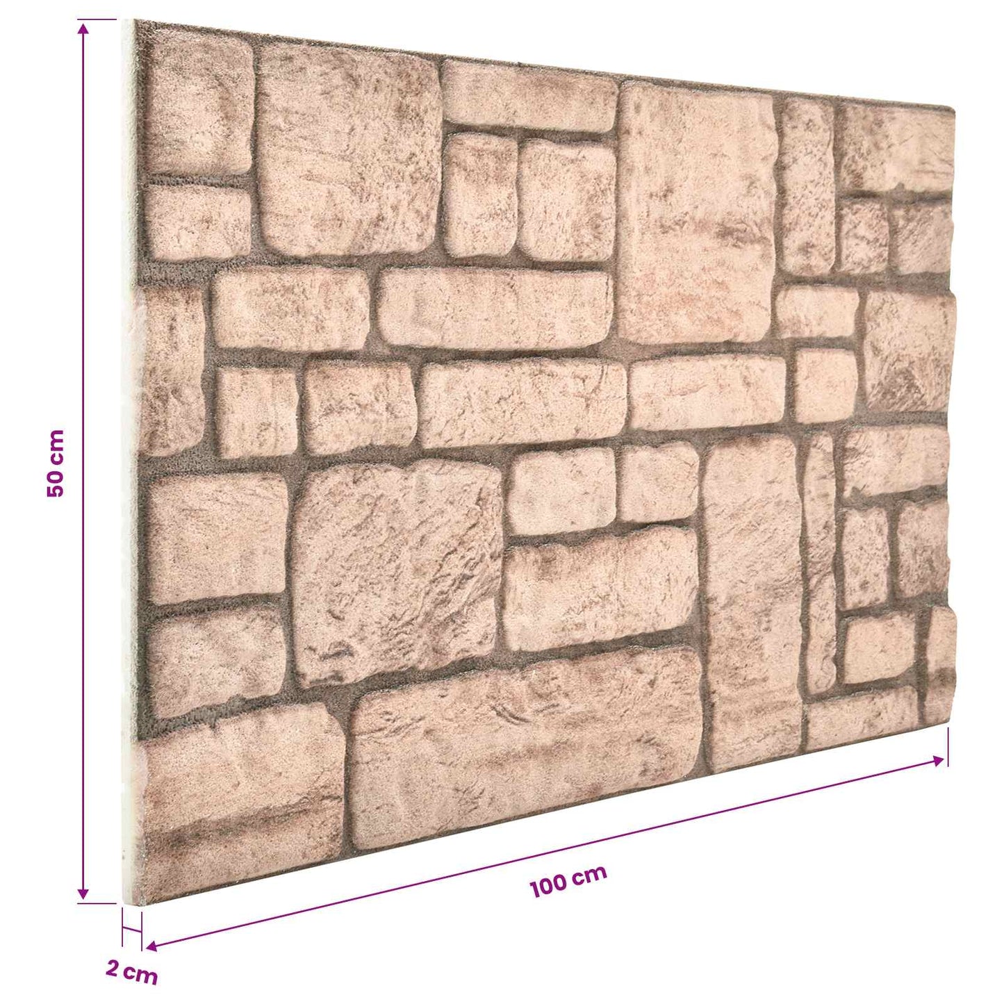Wall Panels 10 pcs 100 x 50 cm Beige EPS Foam