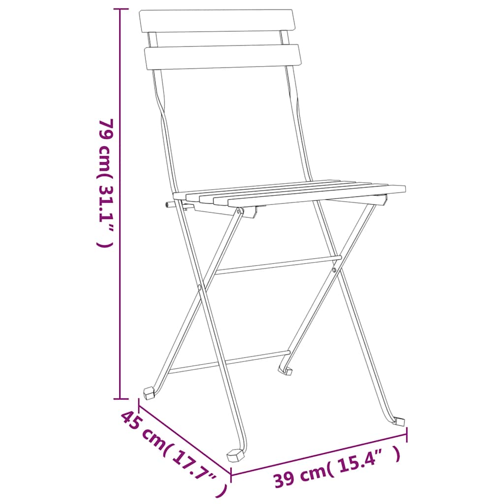 Folding Chairs 4 pcs Solid Wood Teak and Steel