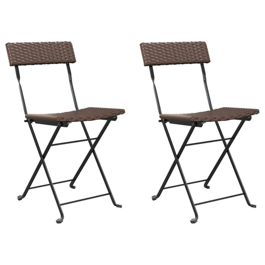 Folding Bistro Chair | Set of 2 | Brown | PE rattan, powder-coated steel Folding Bistro Chair | Set of 2 | Brown | PE rattan, powder-coated steel