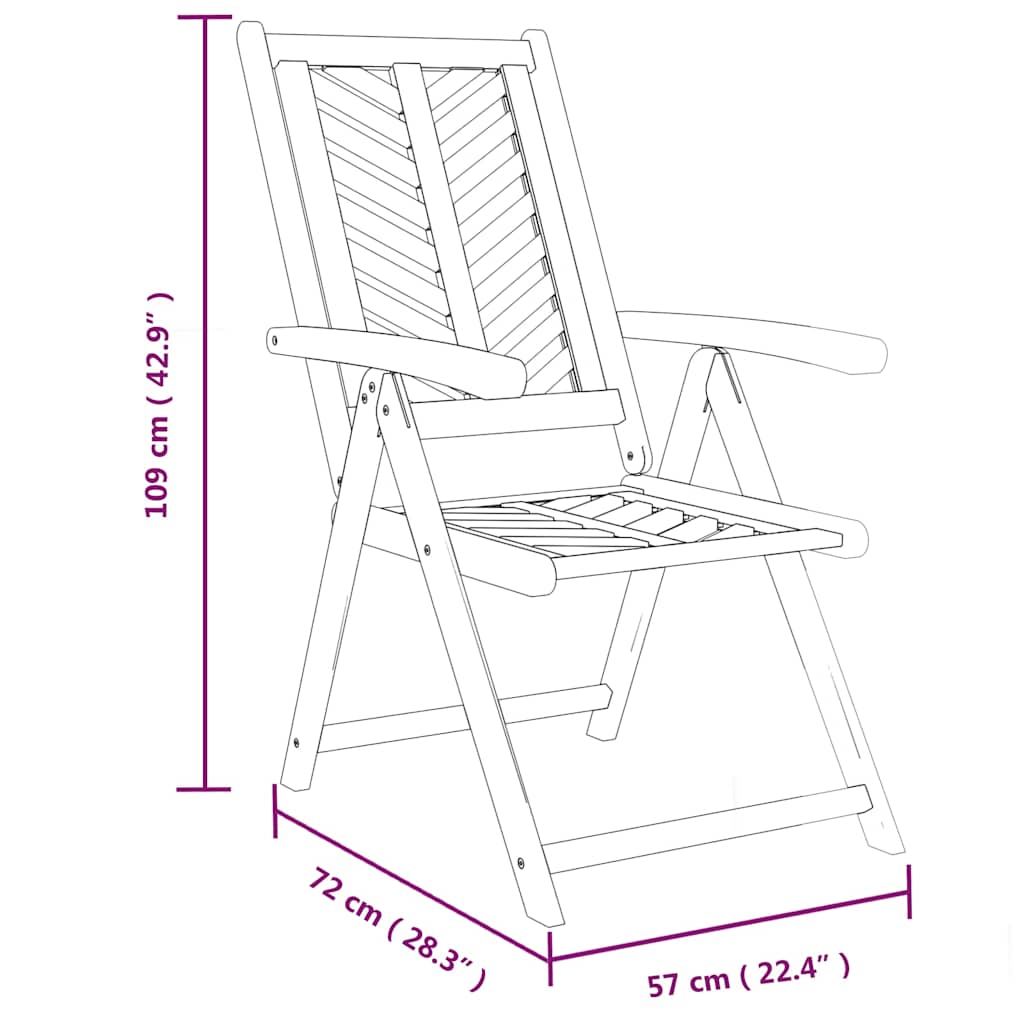 Reclining Garden Chair | Set of 2 | Natural wood color