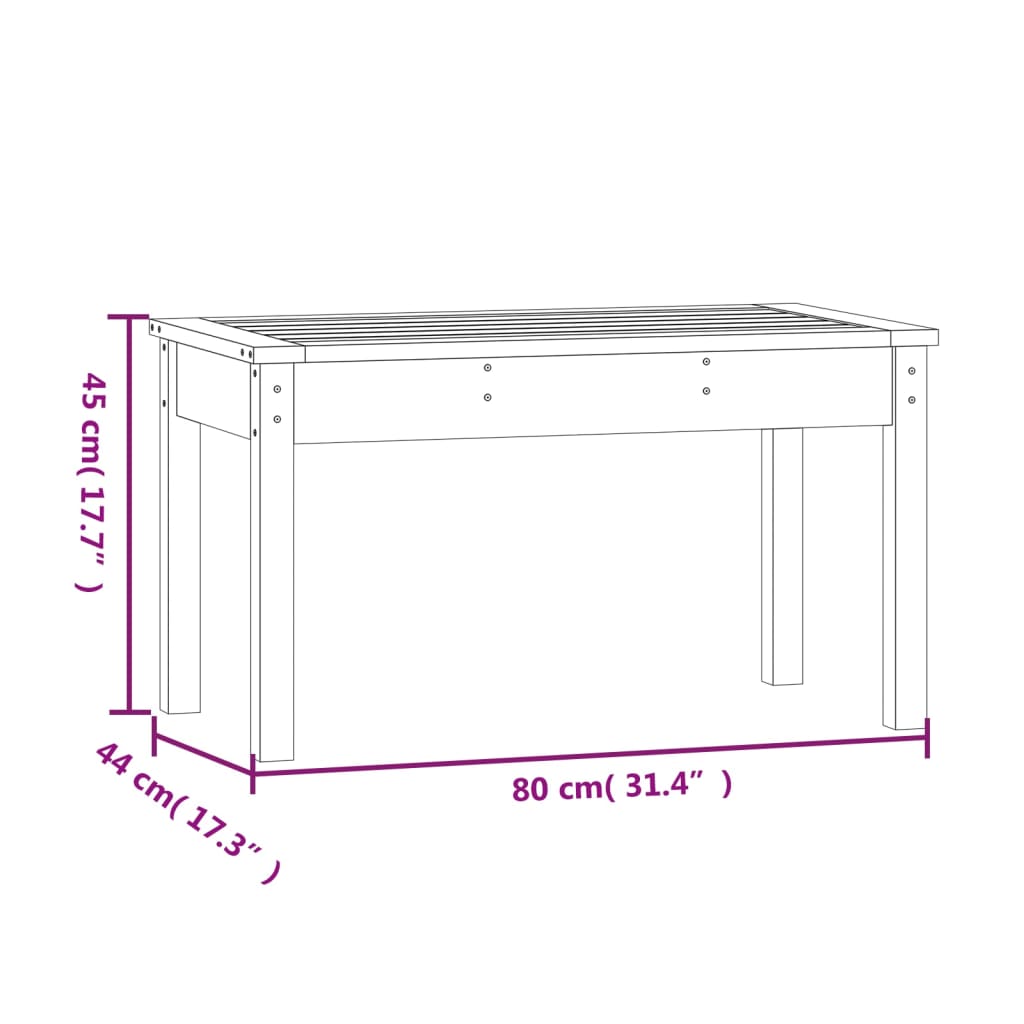 Garden Bench | Honey brown | Solid pine wood | 80x44x45 cm | Durable